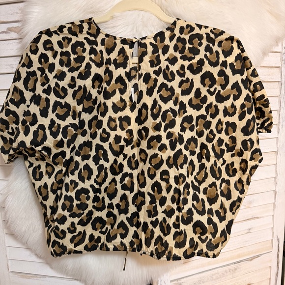 Zara Black and Tan Leopard Print Blouse - Picture 3 of 8